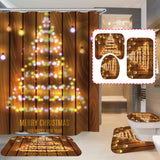 Wooden,Strip,Christmas,Bathroom,Shower,Curtain,Toilet,Cover