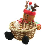 Loskii,Bamboo,Christmas,Fruit,Basket,Children,Candy,Sweet,Storage,Santa,Holder,Decorations,Container