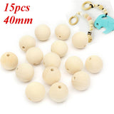 15Pcs,Wooden,Round,Beads,Natural