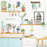 Green,Leaves,Shelf,Flower,Bonsai,Removable,Stickers,Bedroom,Living,Balcony,Glass,Doors,Windows