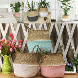 Foldable,Rattan,Straw,Basket,Flower,Hanging,Wicker,Storage,Baskets,Garden,Accessories