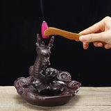 Ceramic,Glaze,Dragon,Censer,Backflow,Incense,Burner,Waterfall,Smoke,Sticks,Holder