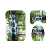 Waterfall,Scenery,Waterproof,Shower,Curtain,Carpets,Pedestal,Bathroom,Decoration