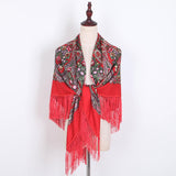 Ethnic,Twill,Cotton,Fringed,Square,Scarf,Retro,Shawl,Print,Scarf