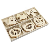 36pcs,Halloween,Wooden,Ghost,Pattern,Pendants,Ornaments,Natural,Halloween,Festival