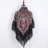 Ethnic,Twill,Cotton,Fringed,Square,Scarf,Retro,Shawl,Print,Scarf