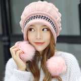 Women,Winter,Cotton,Gloves,Double,Layers,Windproof,Stretchable,Knitted