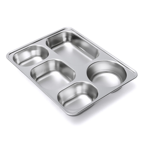 Stainless,Steel,Serving,Canteen,Cafeteria,Divided,Lunch,Bento,Container