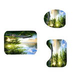 Fishing,River,Printed,Pattern,Bathroom,Shower,Curtain,Pedestal,Toilet,Cover,Carpet