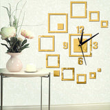 Creative,Mirror,Clock,Square,Mirror,Clock,Acrylic,Living,Clock