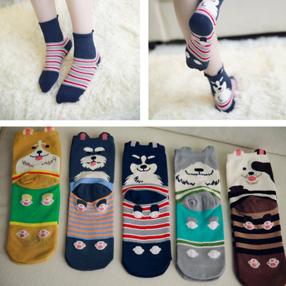 Women,Ladies,Lovely,Cartoon,Animal,Stripped,Cotton,Socks