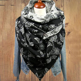 Women,Velvet,Thickness,Floral,Pattern,Fashion,Casual,Winter,Outdoor,Scarf,Shawl