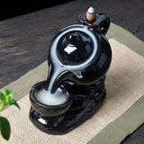 Black,Ceramic,Teapot,Incense,Burner,Backflow,Censer,Holder,Buddhist,Blessing,Cones