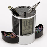 Loskii,Black,Digital,Alarm,Clock,Pencil,Holder,Calendar,Timer,Temperature