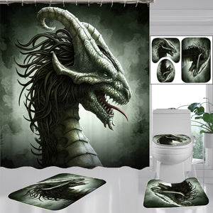 Dragon,Bathroom,Decor,Waterproof,Shower,Curtain,Carpet,Toilet,Cover