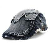 Unisex,Cotton,Denim,Jeans,Washed,Newsboy,Beret,Duckbill,Buckle,Cabbie,Women