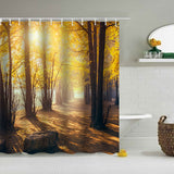 Forest,Printing,Waterproof,Bathroom,Shower,Curtain,Toilet,Cover,Floor,Hooks