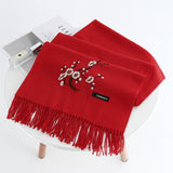 Women,Winter,Embroidery,Tassel,Ethnic,Elegant,Scarf,Shawl