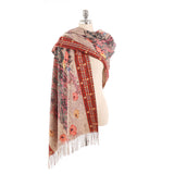 180*65CM,Women,Vintage,Ethnic,Style,Artificial,Cashmere,Flower,Pattern,Scarf,Tassel