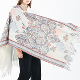 180*65CM,Women,Vintage,Ethnic,Style,Artificial,Cashmere,Flower,Pattern,Scarf,Tassel