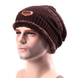 Knitted,Slouch,Beanie,Coral,Fleece,Linen,Double,Layers,Elastic,Mountaineering,Outdooors