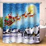 180x180cm,Christmas,Santa,Claus,Reindeer,Bathroom,Shower,Curtains,Hooks