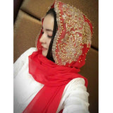 Women,Chiffon,Beaded,Headband,Scarf,Arabian,Scarf,Turban,Shawl