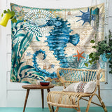 Large,Ocean,Seahorse,Tapestry,Hanging,Decor,Bohemian,Bedspread,Beach