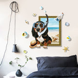 Miico,Creative,Cartoon,Summer,Diving,Frame,Removable,Decor,Sticker