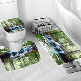 Waterfall,Scenery,Waterproof,Shower,Curtain,Carpets,Pedestal,Bathroom,Decoration