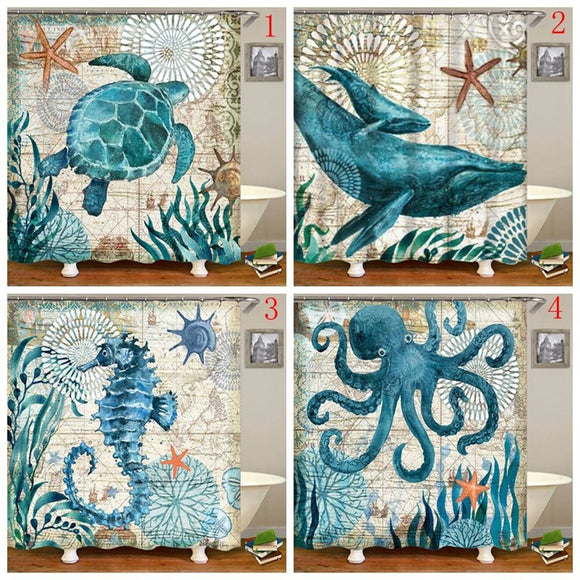 71X71,Ocean,Animal,Types,Waterproof,Bathroom,Shower,Curtain