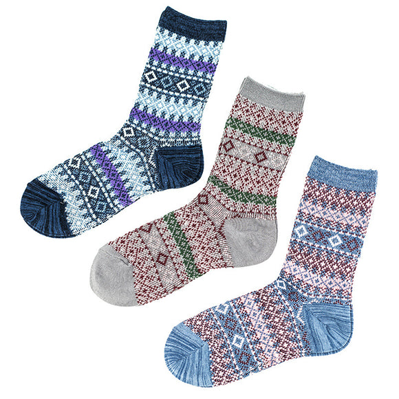 Women,Breathable,Cotton,Ethnic,Jacquard,Middle,Socks