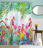 Tropical,Flower,Flamingo,Waterproof,Bathroom,Shower,Curtain