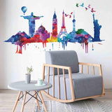 Loskii,FX82039,World,Architectural,Sticker,Removable,Stickers,Vinyl,Decals,Decor,Living