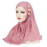 Women,Three,Flower,Tassels,Arabian,Scarf,Turban