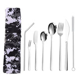 Stainless,Steel,Cutter,Spoon,Portable,Camouflage,Western,Tableware,Outdoor,Dinnerware