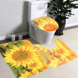 Sunflower,Waterproof,Polyester,Shower,Curtain,Bathroom,Carpet,Pedestal,Toilet,Cover