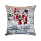 Christmas,Snowman,Printing,Cotton,Linen,Cushion,Cover,Decorative,Pillow