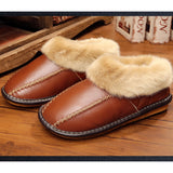 Winter,Fuzzy,Leather,House,Slipper,Fleece,Lined,Cowhells