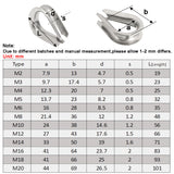 Stainless,Steel,Silver,Cable,Thimbles,Rigging,Hardware,Sizes