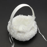 White,Romantic,Storage,Flower,Baskets,Bowknot,Satin,Wedding,Ceremony,Party