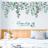 Loskii,FX82118,Green,Green,Vines,Leaves,Sticker,Bedroom,Living,Background,Decoration,Mural,Decal