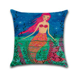 Mermaid,Printed,Cotton,Linen,Cushion,Cover,Square,Decor,Comfortable,Pillow