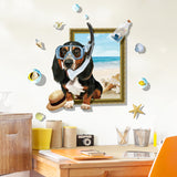 Miico,Creative,Cartoon,Summer,Diving,Frame,Removable,Decor,Sticker