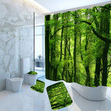 Green,Forest,Waterproof,Shower,Curtain,Bathroom,Toilet,Cover