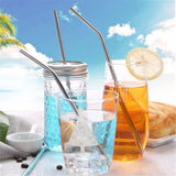 Stainless,Steel,Metal,Drinking,Straw,Reusable,Juice,Cleaner,Brush