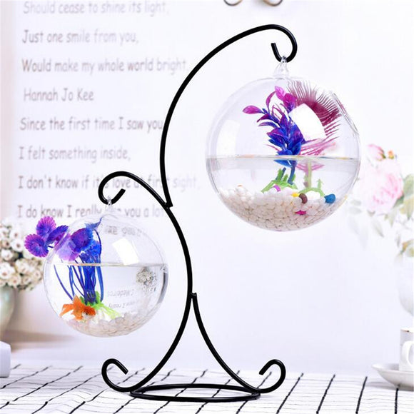 Clear,Glass,Hanging,Aquarium,Office,Desktop,Stand,Decorations