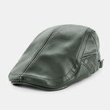 Collrown,leather,Casual,Retro,Solid,Color,Leather,Sunshade,Forward,Beret