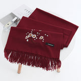 Women,Winter,Embroidery,Tassel,Ethnic,Elegant,Scarf,Shawl