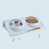 Stainless,Steel,Double,Puppy,Water,Feeder